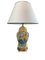 Lampe Vintage en Verre avec Personnages Rococo Bleus sur Base Jaune, 1950s 2