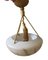 Swedish Art Deco Alabaster Style Glass Pendant Lamp with Gilt Rope Detailing, 1940s, Image 1