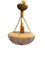 Swedish Art Deco Alabaster Style Glass Pendant Lamp with Gilt Rope Detailing, 1940s, Image 2
