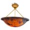 Swedish Alabaster Pendant Lamp with Gilded Details, 1940s, Image 1