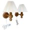 Swedish Pine Wall Lamps with Pleated Shades, 1970s, Set of 2, Image 1