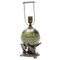 Lampe de Bureau Mid-Century avec Globe Patiné et Motif Oiseau de Ystad-Metall, Suède, 1930s 1