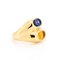 Vintage Doppelbandring aus 18 Karat Gold mit Gelbem und Blauem Saphir, 1980er 3