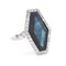 Sechseckiger Art Deco Saphir & Diamant Ring, 1920er 3