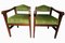 Amsterdam School Armchairs with Green Velvet Upholstery and Wooden Frames, 1930s, Set of 2 1