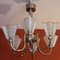 Art Deco Ceiling Light with 6 Arms and Opaline Glass Tulip Shades from Petitot 6