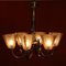 Art Deco Ceiling Light with 6 Arms and Opaline Glass Tulip Shades from Petitot 4
