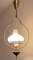 Vintage Hanging Lamp with Brass Frame and White Patterned Glass Shade, 1960s 3