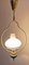 Vintage Hanging Lamp with Brass Frame and White Patterned Glass Shade, 1960s 1