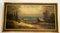 Paysage de montagne pittoresque avec maisons, années 40, peinture à l'huile sur toile, encadrée 11