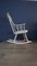 Braced White Wooden Rocking Chair, Scandinavia, 1960s, Image 9