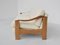 French Sofa in Open-Pore Beech and Leather by Pierre Chapo, 1968 5
