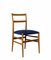 Model 646 Leggera Chair in Wood and Blue Fabric by Gio Ponti, Italy, 1960s 1
