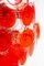 Large Red Disk Hand Blown Chandelier from Vistosi, 1960s 11