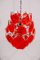 Large Red Disk Hand Blown Chandelier from Vistosi, 1960s, Image 4
