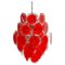 Large Red Disk Hand Blown Chandelier from Vistosi, 1960s, Image 9