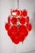 Large Red Disk Hand Blown Chandelier from Vistosi, 1960s, Image 5