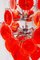 Large Red Disk Hand Blown Chandelier from Vistosi, 1960s 7
