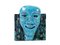 Mid-Century Blue and Yellow Ceramic Mask Wall Racks, 1950s, Set of 2 2