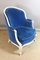 Louis XV Lounge Chair in Blue Velvet 10