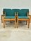 Chairs in Ash and Green Fabric, Italy, 1970s, Set of 5, Image 3