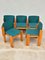 Chairs in Ash and Green Fabric, Italy, 1970s, Set of 5, Image 2