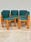 Stühle aus Eschenholz & Grünem Stoff, Italien, 1970er, 5er Set 1