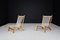 Mid-Century Scandinavian Lounge Chairs in Beech with New Canvas Straps by Børge Mogensen, 1960s, Set of 2 3