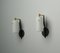 Appliques Mid-Century Moderne en Laiton et Noir avec Abat-jours en Verre Opalin, 1950s, Set de 2 2