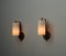 Appliques Mid-Century Moderne en Laiton et Noir avec Abat-jours en Verre Opalin, 1950s, Set de 2 3