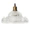 French Art Deco Brass and Etched Clear Glass Pendant Light, 1920s, Image 1