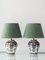 Vintage Delft Chinoiserie Table Lamps with Velvet Shades from Royal Tichelaar Makkum, 1940s-1960s, Set of 2, Image 1