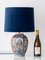 Lampe de Bureau Vintage Polychrome de Delft avec Abat-jour en Velours Indigo de Royal Tichelaar Makkum, 1940s 3