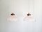 Art Deco Scalloped Clear Glass Pendant Lights, 1930s, Set of 2, Image 1