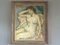 Nude on Patterned Armchair, Oil Painting, Framed 1