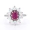 Vintage Marguerite Ring aus Gold mit Rubin und Diamanten 1