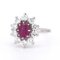 Vintage Marguerite Ring aus Gold mit Rubin und Diamanten 11