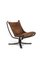 Vintage Brown Leather Falcon Lounge Chair by Sigurd Ressell for Vatne Møbler, Norway, 1970s, Image 1