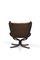 Vintage Brown Leather Falcon Lounge Chair by Sigurd Ressell for Vatne Møbler, Norway, 1970s, Image 8