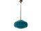 Mid-Century Blue Opaline Glass Pendant Light with Brass Fittings, 1970s, Image 1