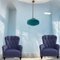 Mid-Century Blue Opaline Glass Pendant Light with Brass Fittings, 1970s 2