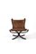 Vintage Brown Leather Falcon Lounge Chair by Sigurd Ressell for Vatne Møbler, Norway, 1970s, Image 9