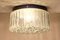 German Black Metal Flat Ceiling Lamp with Clear Relief Glass Shade by Heinrich Popp, 1970s 1