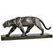 Alexandre Ouline, Art Deco Panther Skulptur, 1930, Bronze auf Marmorsockel 2