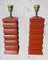 Lámparas italianas de cerámica esmaltada en rojo, años 70. Juego de 2, Imagen 2