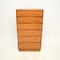 Cajonera Art Déco de madera satinada y nogal, 1930, Imagen 1