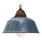 Vintage Industrial Grey Enamel Pendant Light in Cast Iron and Clear Glass 5