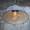 Vintage Industrial Grey Enamel Pendant Light in Cast Iron and Clear Glass 4