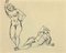 Georges-Henri Tribout, Posando desnudos, Dibujo al carboncillo, 1950, Imagen 1