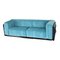 Iroko Cornaro Sofa in Wood and Azure Velvet by by Carlo Scarpa for Studio Simon, 1974 5